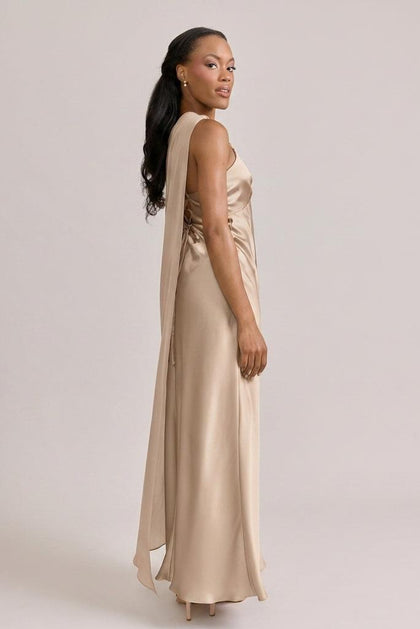 Chiffon Asymmetrical Shawl | Made To Order | Champagne