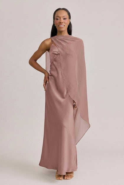 Chiffon Asymmetrical Shawl | Made To Order | Desert Rose