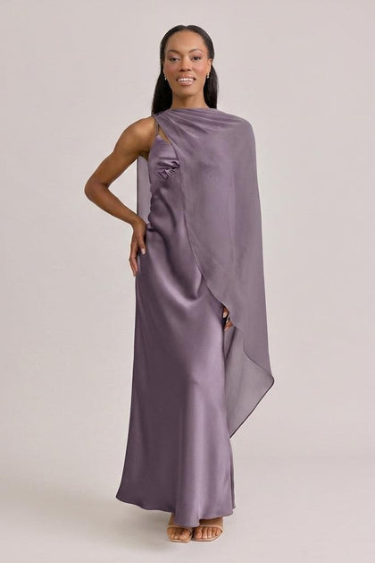 Chiffon Asymmetrical Shawl | Made To Order | Dusty Purple