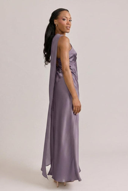 Chiffon Asymmetrical Shawl | Made To Order | Dusty Purple