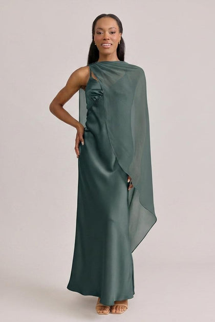 Chiffon Asymmetrical Shawl | Made To Order | Eucalyptus