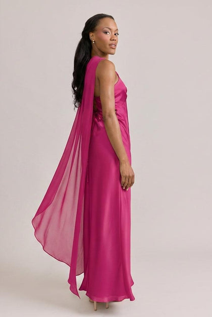 Chiffon Asymmetrical Shawl | Made To Order | Hot Pink