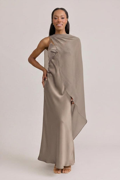 Chiffon Asymmetrical Shawl | Made To Order | Latte