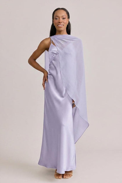 Chiffon Asymmetrical Shawl | Made To Order | Light Lavender