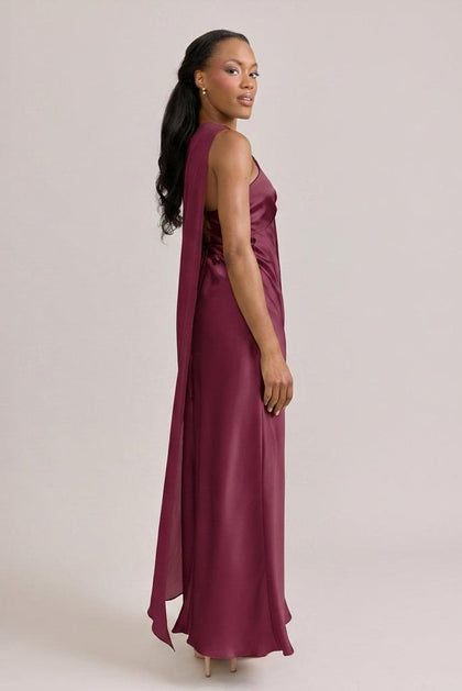 Chiffon Asymmetrical Shawl | Made To Order | Marsala