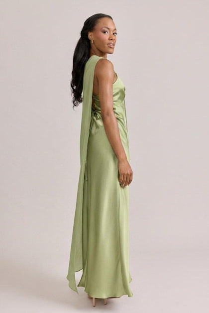 Chiffon Asymmetrical Shawl | Made To Order | Matcha