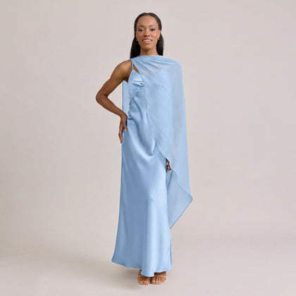Chiffon Asymmetrical Shawl | Made To Order | Periwinkle