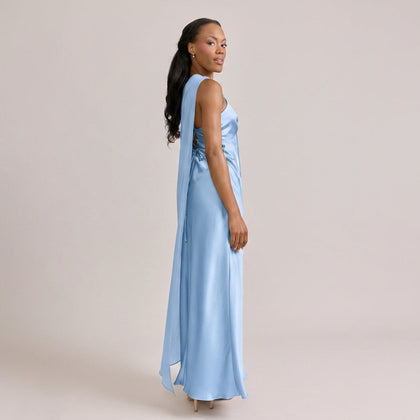 Chiffon Asymmetrical Shawl | Made To Order | Periwinkle