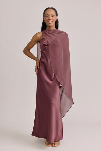 Chiffon Asymmetrical Shawl | Made To Order | Rosewood