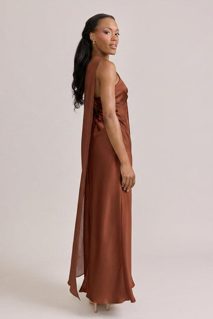 Chiffon Asymmetrical Shawl | Made To Order | Rust