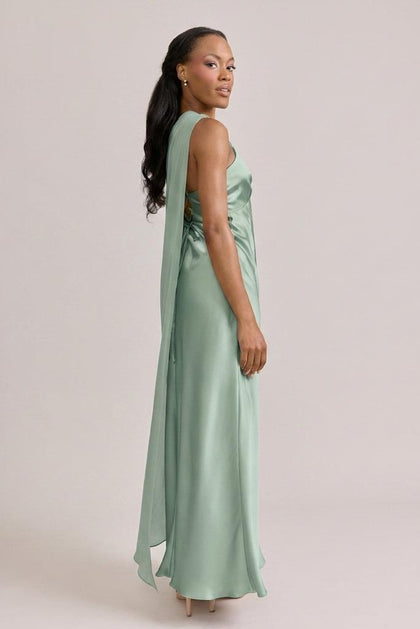 Chiffon Asymmetrical Shawl | Made To Order | Sage