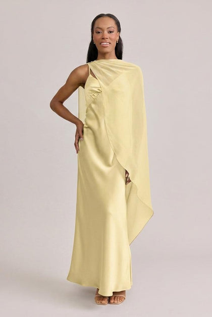 Chiffon Asymmetrical Shawl | Made To Order | Yellow