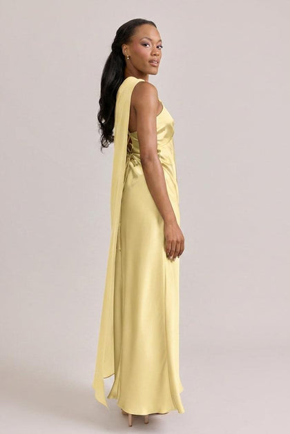 Chiffon Asymmetrical Shawl | Made To Order | Yellow