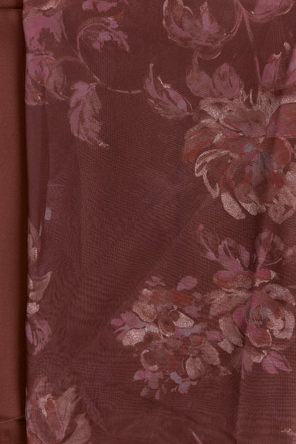 Chiffon Floral Print Fabric By Yard | Mahogany Blooms