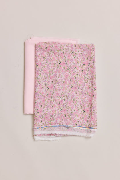 Chiffon Floral Print Fabric By Yard | Perfect Pink Meadow Blooms