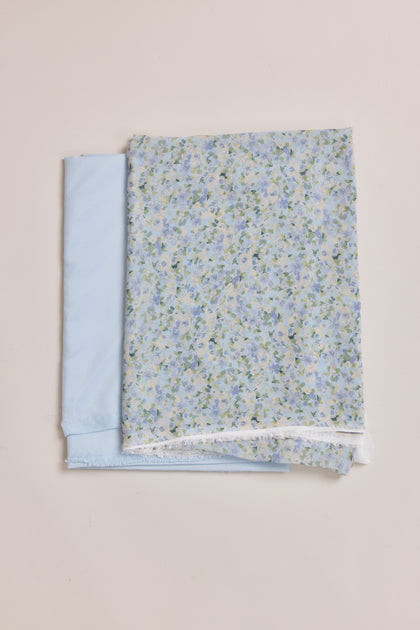Chiffon Floral Print Fabric By Yard | Sky Blue Multi Posey