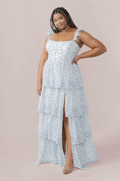 Chiffon Floral Print Mega Swatch | French Blue Posey