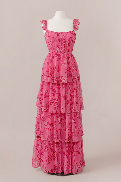Chiffon Floral Print Mega Swatch | Malibu Pink Bouquet