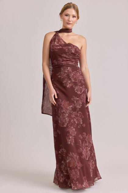 Chiffon Floral Print Mega Swatch | Mahogany Blooms