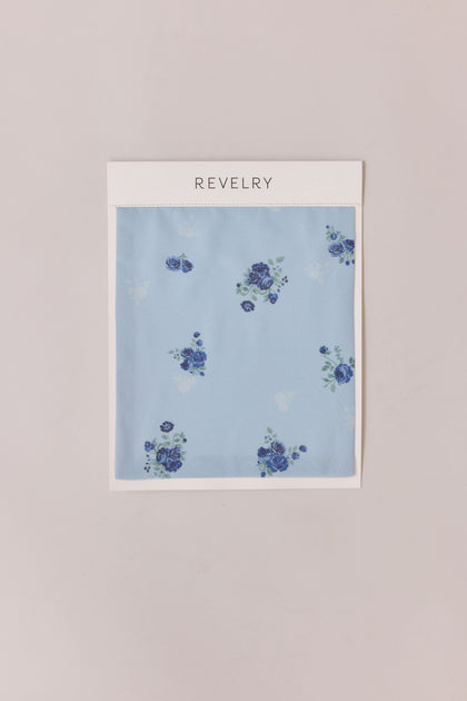 Chiffon Floral Print Mega Swatch | Sky Blue Petit Rose
