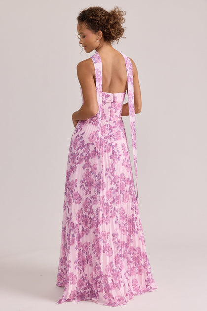 Chiffon Floral Print Skinny Scarf | Made To Order | Perfect Pink Blossom