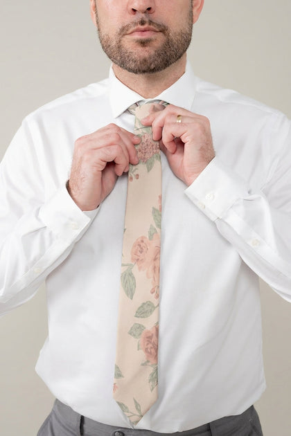 Chiffon Floral Print Tie | Made To Order | Blushing Bride Bouquet