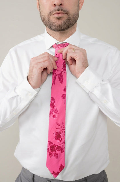 Chiffon Floral Print Tie | Made To Order | Malibu Pink Bouquet