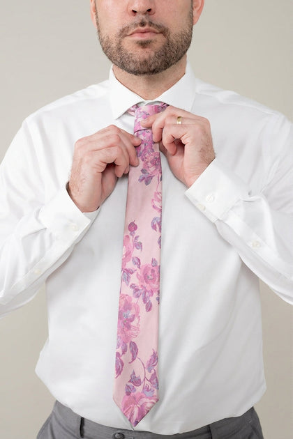 Chiffon Floral Print Tie | Made To Order | Perfect Pink Blossom
