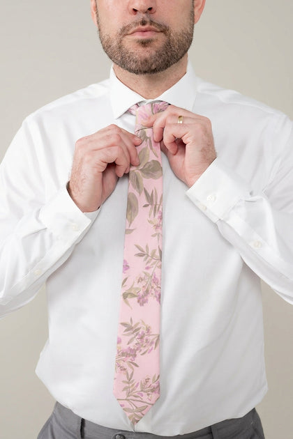 Chiffon Floral Print Tie | Made To Order | Perfect Pink Meadow Blooms