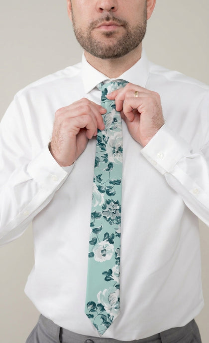 Chiffon Floral Print Tie | Made To Order | Sage Blossom
