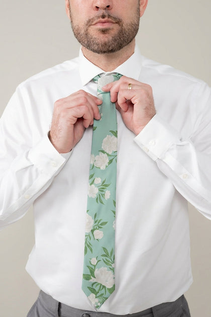Chiffon Floral Print Tie | Made To Order | Sage Multi Bouquet