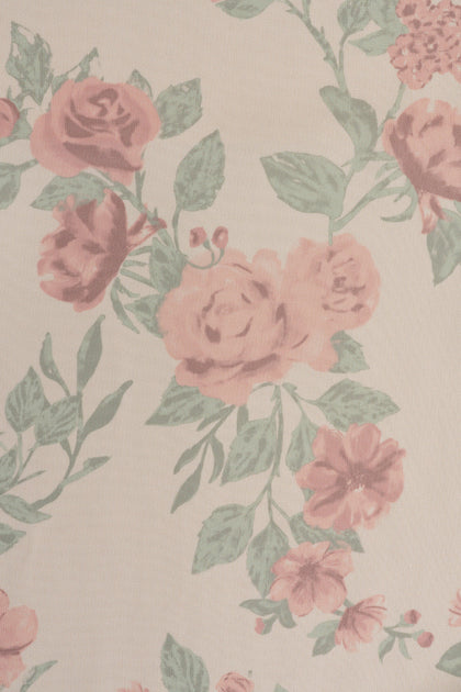 Pre-Cut Chiffon Floral Print Fabric By Yard | Blushing Bride Bouquet
