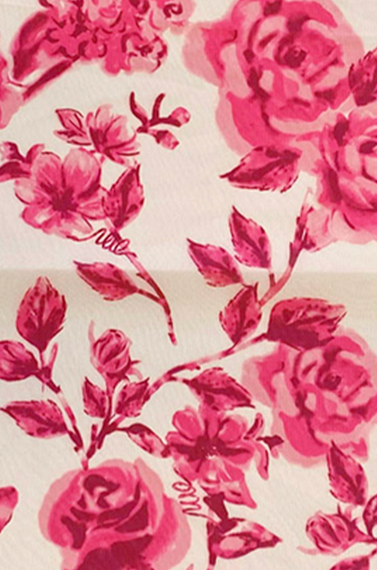 Kids Chiffon Floral Print Pocket Square | Made To Order | Hot Pink Garden