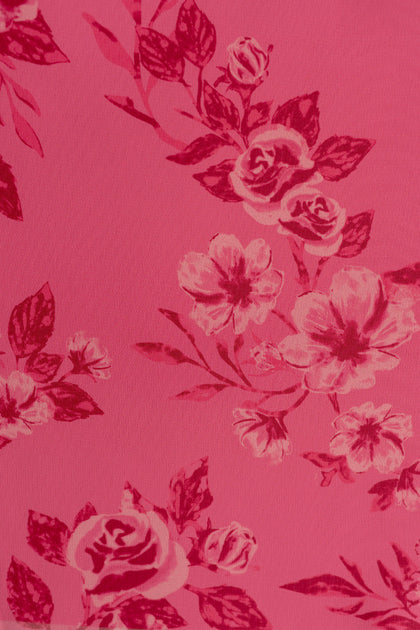 Chiffon Floral Print Fabric By Yard | Malibu Pink Bouquet