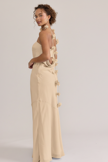 Chiffon Luxe Floral Scarf | Made To Order | Champagne