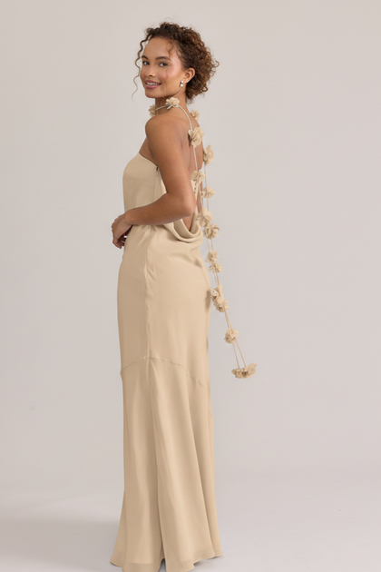 Chiffon Luxe Floral Scarf | Made To Order | Champagne