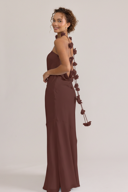 Chiffon Luxe Floral Scarf | Made To Order | Mahogany