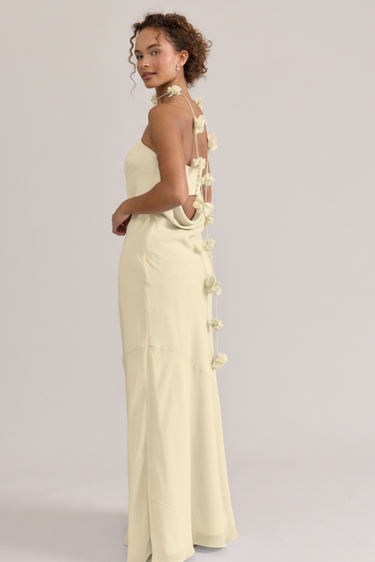 Chiffon Luxe Floral Scarf | Made To Order | Pale Yellow