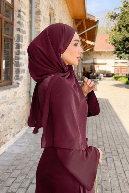 Chiffon Mini Hijab | Made To Order | Cabernet