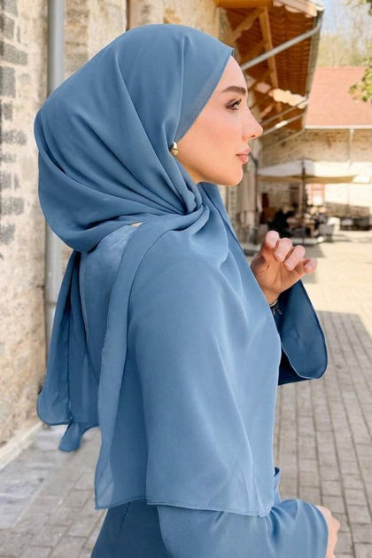 Chiffon Mini Hijab | Made To Order | French Blue