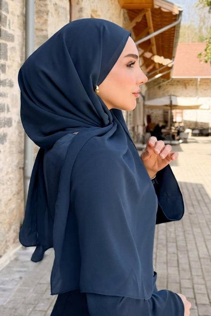 Chiffon Mini Hijab | Made To Order | Navy Blue