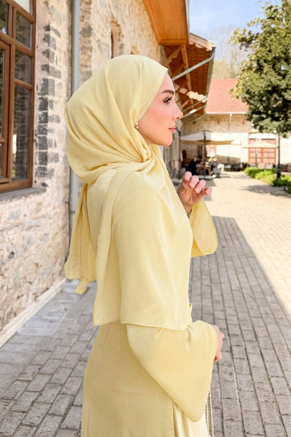 Chiffon Mini Hijab | Made To Order | Pale Yellow