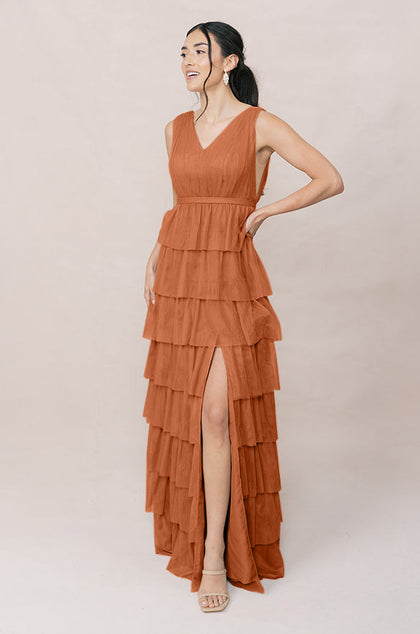 Clove Tulle Dress | Made To Order | Rust
