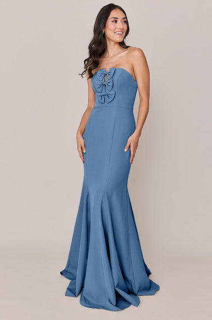 Colette Crepe Dress | Made To Order | Dusty Blue