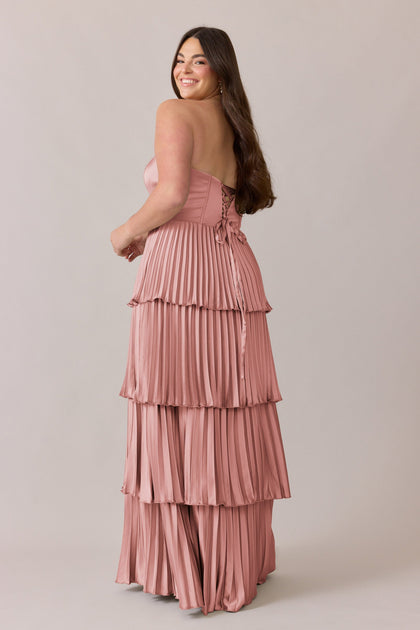 Collins Satin Pleated Dress | Made To Order | Blushing Bride