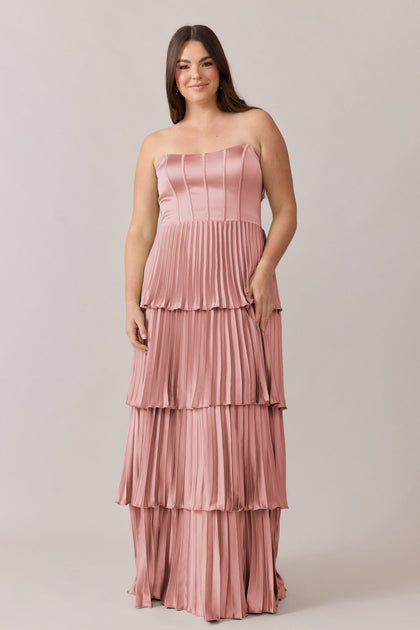 Collins Satin Pleated Dress | Made To Order | Blushing Bride