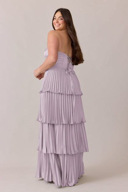 Collins Satin Pleated Dress | Made To Order | Lilac