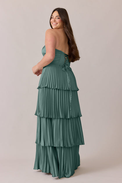 Collins Satin Pleated Dress | Made To Order | Rosemary