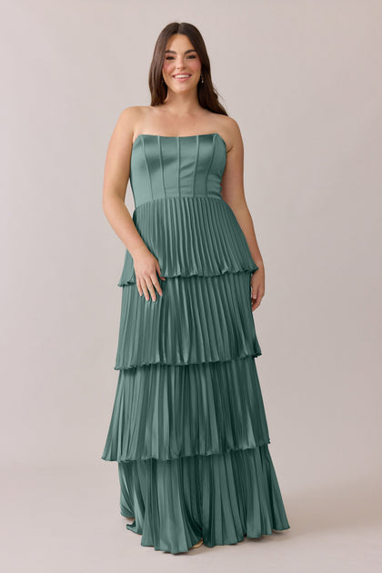 Collins Satin Pleated Dress | Made To Order | Rosemary
