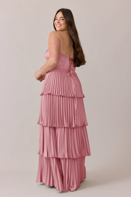 Collins Satin Pleated Dress | Made To Order | Rosette